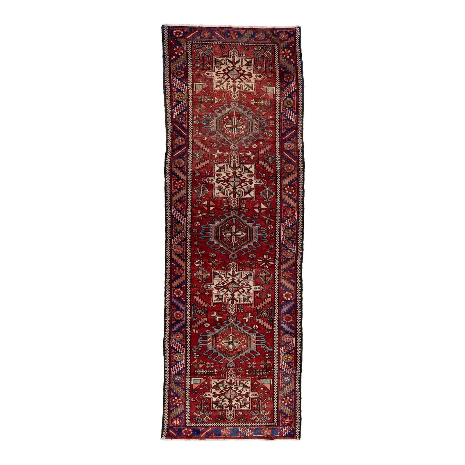 Handmade Vintage Red Heriz Wool Runner Tribal Design 3'6 x 10'3 (1 of 8)