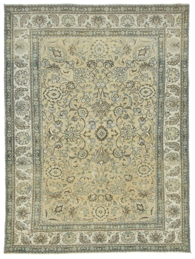 Vintage Semi-Antique Floral Wool Hand-Knotted Area Rug 8'0 x 10'8: Vintage Semi-Antique Floral Wool Hand-Knotted Area Rug 8'0 x 10'8 Enhance your space with this Distressed Vintage Semi-Antique Oriental Rug, ideal for adding a touch of traditional charm to any room. 
