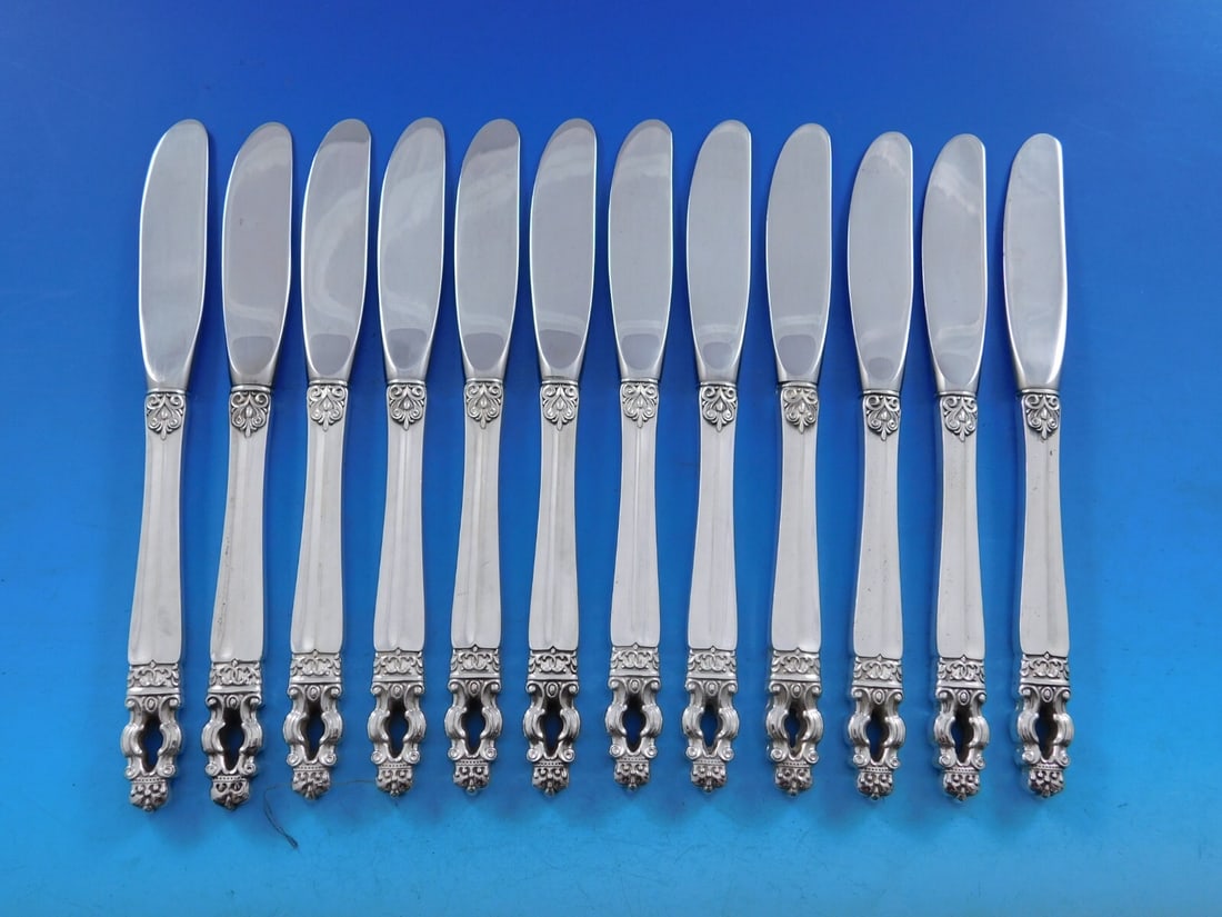 Gorham Sovereign Hispana Sterling Silver Butter Spreader Set 12 pcs (1 of 3)