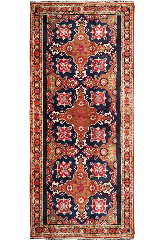 Navy Blue Semi-Antique Russian Kazak Runner 4'7 x 11' Handmade Wool Rug (1 of 6)