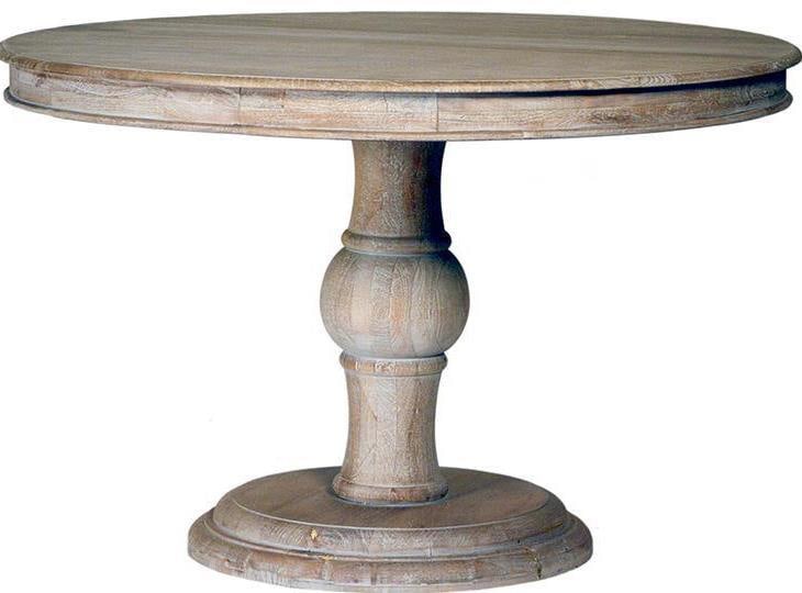 Artisan Mango Wood Dining Table Sienna Grey Round Pedestal Indian Style: Artisan Mango Wood Dining Table Sienna Grey Round Pedestal Indian Style This Artisan Mango Wood Dining Table, featuring a beautiful Sienna Grey finish, is a unique addition to any dining space. Handcr