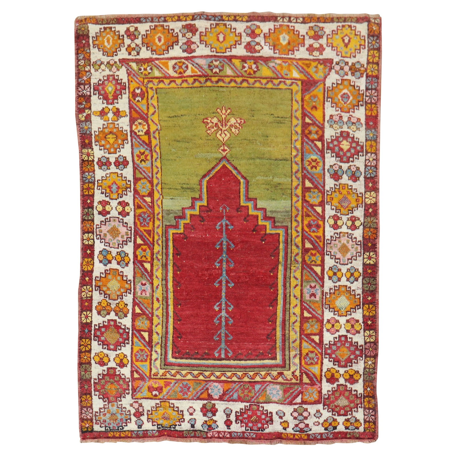 Vibrant Hand-Woven Turkish Prayer Niche Rug 42 x 58 Wool Bohemian Style (1 of 10)