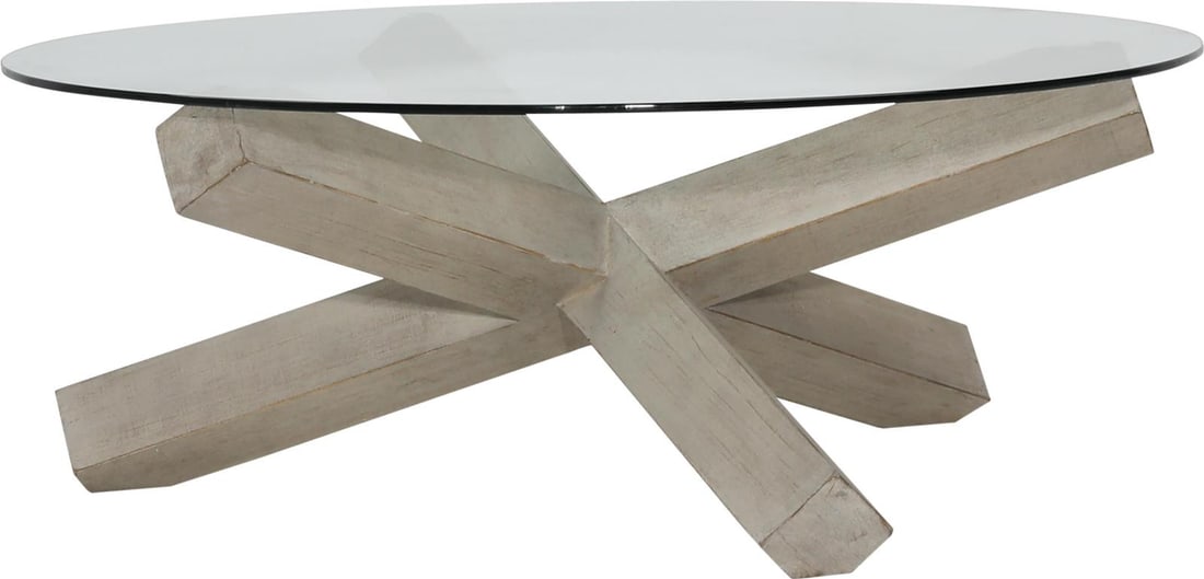 Judy Square Coffee Table with Glass Top in Light Warm Wash Finish (1 of 2)