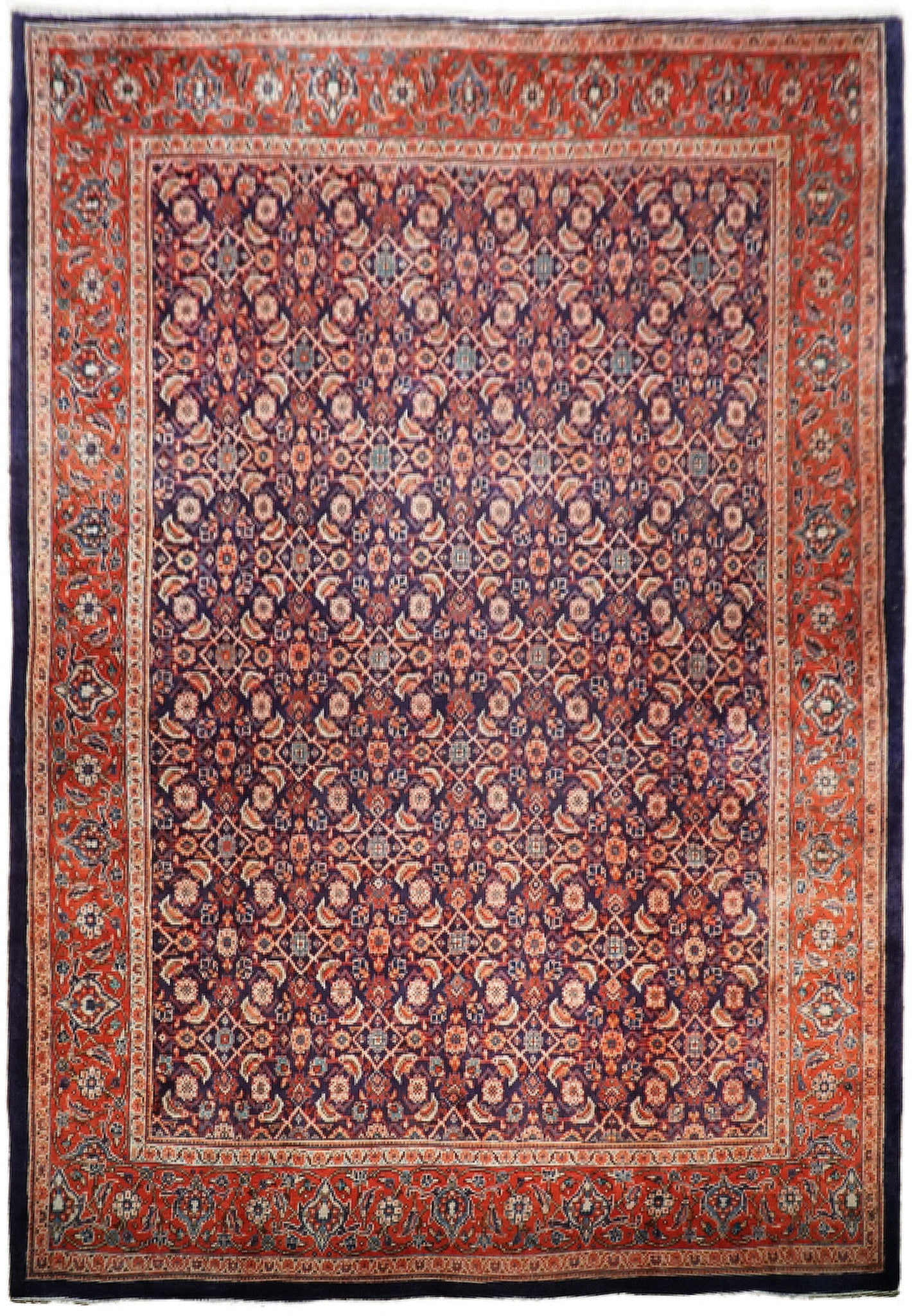 10 x 13 Semi Antique Persian Herati Sarouk Mahal Wool Rug Blue: 10 x 13 Semi Antique Persian Herati Sarouk Mahal Wool Rug Blue Free continental US Shipping This 10 x 13 semi-antique Persian Herati Sarouk Mahal rug is hand-knotted from high-quality wool in Iran's A