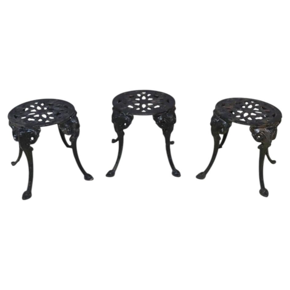Set of 3 Cast Iron Garden Stools c1920 (1 of 8)