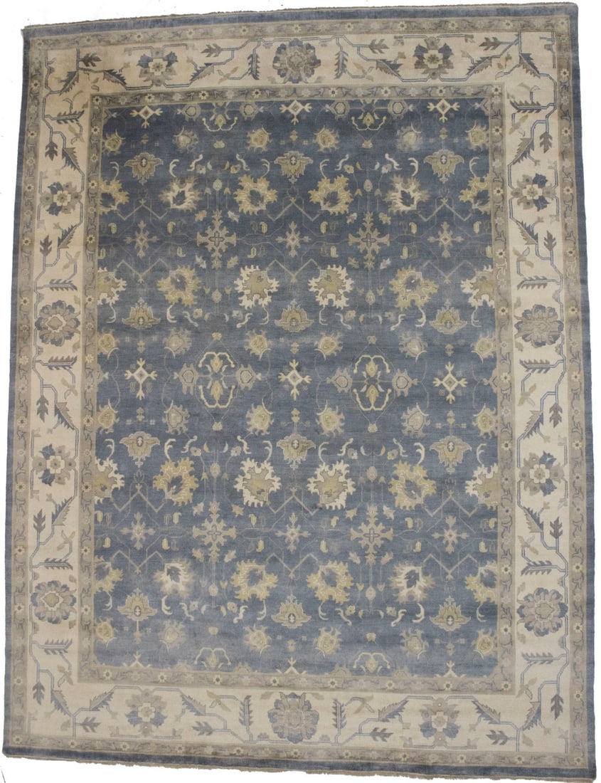 Handmade Oushak Floral Design Wool Area Rug 12'5 x 16'3: Handmade Oushak Floral Design Wool Area Rug 12'5 x 16'3 Enhance your living space with this exquisite Handmade Oversized Oushak Oriental Rug featuring a stunning floral design. Measuring 12'5" x 16'3"