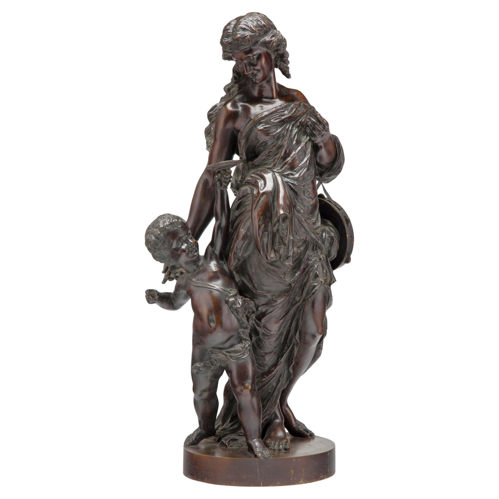 Neoclassical Revival Bronze Allegory of Autumn After Stella c1900: Neoclassical Revival Bronze Allegory of Autumn After Stella c1900 This patinated bronze sculpture, created in the late 19th century in France, represents an allegory of Autumn after the original work 
