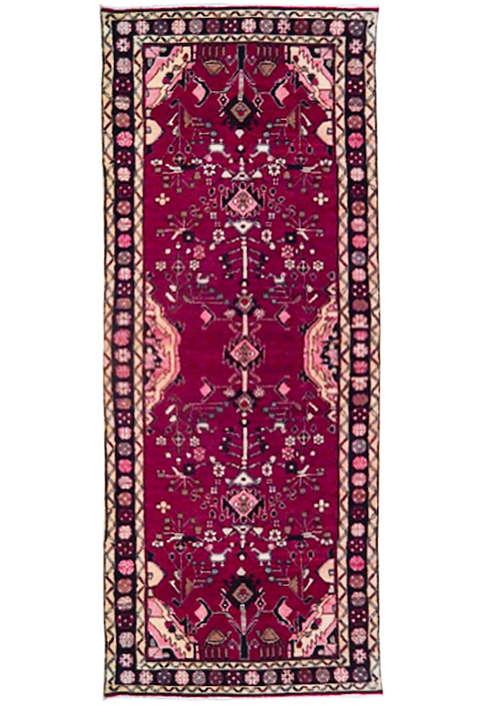 3.9 x 9.10 Semi-Antique Persian Hamadan Runner Berry Red Handmade: 3.9 x 9.10 Semi-Antique Persian Hamadan Runner Berry Red Handmade Free continental US Shipping Enhance your space with this exquisite 3.9 x 9.10 Semi-Antique Persian Hamadan Runner, handcrafted by tal