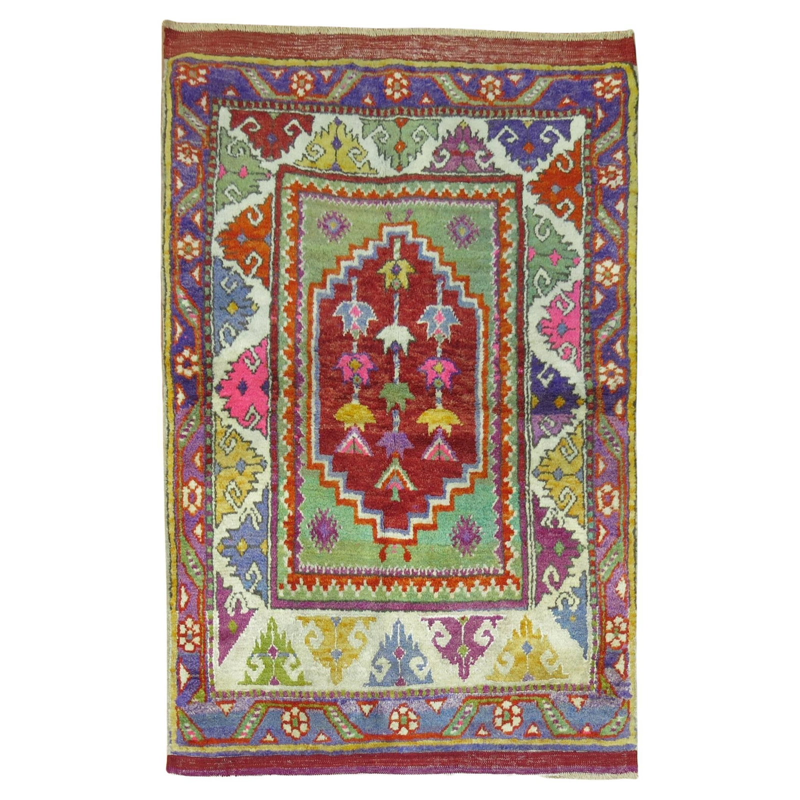 Unique Mid-Century Turkish Wool Hand-Knotted Futurist Rug 34 x 49: Unique Mid-Century Turkish Wool Hand-Knotted Futurist Rug 34 x 49 Discover the unique beauty of this colorful Turkish Anatolian rug from the Zabihi Collection. This one-of-a-kind piece features a futu