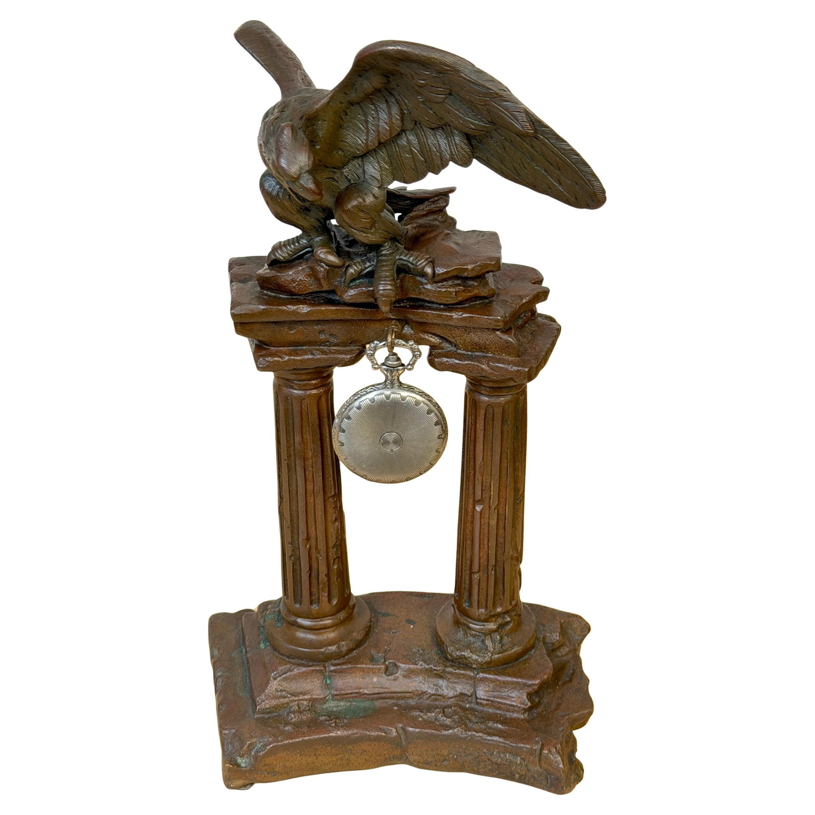 Neoclassical Bronze Eagle Watch Stand France or Italy Circa 1870s: Neoclassical Bronze Eagle Watch Stand France or Italy Circa 1870s This late 19th-century Neoclassical pocket watch holder was crafted in France or Northern Italy around the 1870s. Made of cast bronze,
