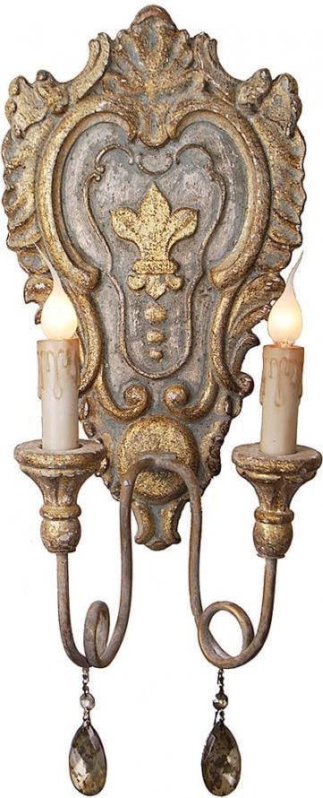 Provence Home Vintage Style Sconce Light Crystal Drops French Country (1 of 1)