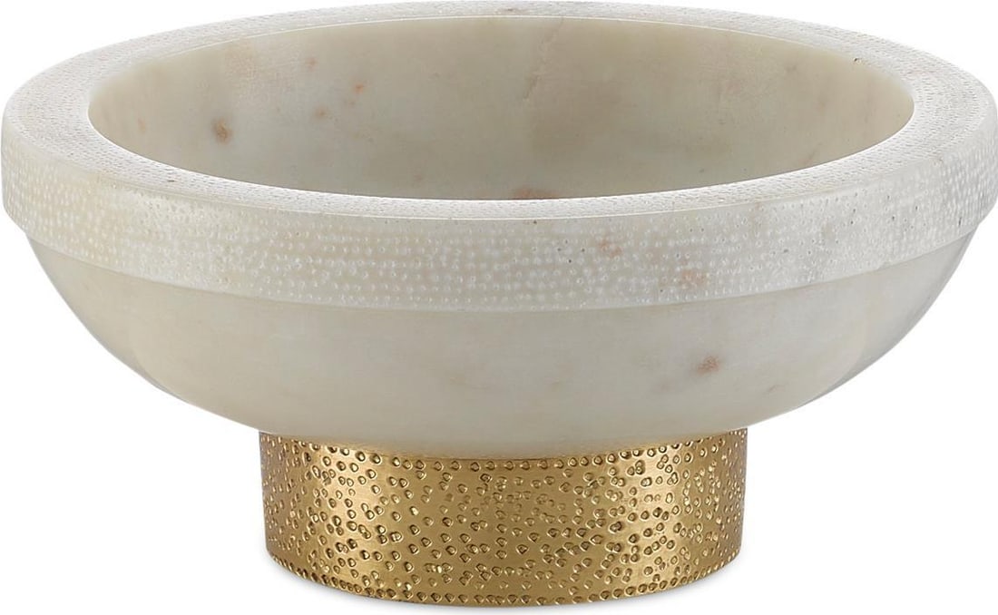 Currey Valor Marble Bowl with Brass Finish 8 x 3.75 Inches: Currey Valor Marble Bowl with Brass Finish 8 x 3.75 Inches This exquisite marble bowl features elegant brass highlights, adding a touch of sophistication to any decor. Ideal for use as a decorative pi