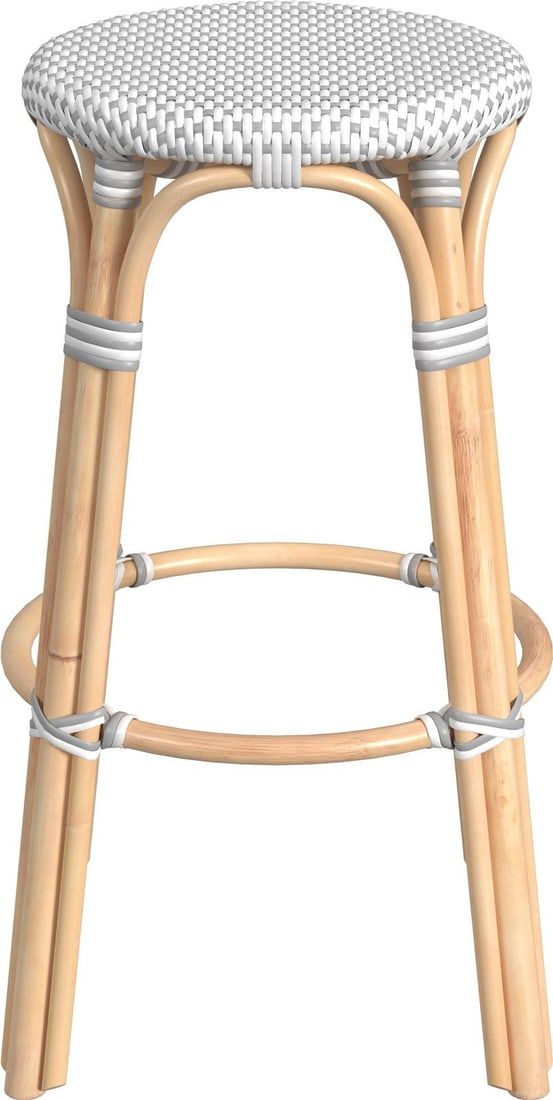 Butler Tobias Coastal Bar Stool Natural Rattan 30H Round Design (1 of 6)