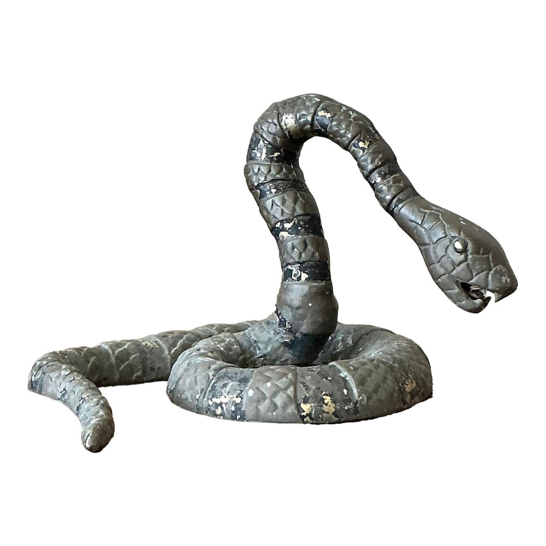 Bronze Serpent Sculpture Vintage Boho Decor Accent 5 x 8 x 7 Inches: Bronze Serpent Sculpture Vintage Boho Decor Accent 5 x 8 x 7 Inches This vintage bronze snake sculpture features a detailed coiled serpent with its head raised, showcasing intricate scales and a dynam
