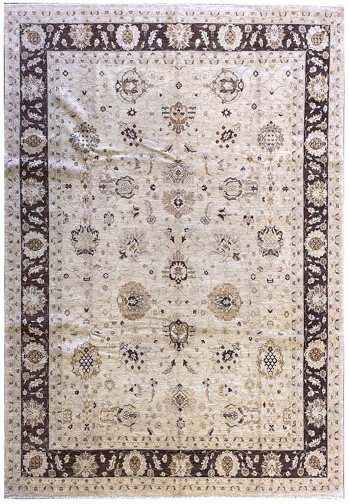 9 x 12 Chobi Peshawar Ghazni Rug Hand Knotted Afghan Vegetable Dyed Wool: 9 x 12 Chobi Peshawar Ghazni Rug Hand Knotted Afghan Vegetable Dyed Wool Free continental US Shipping This 9 x 12 Chobi Peshawar Ghazni rug showcases traditional craftsmanship, featuring an all-over p