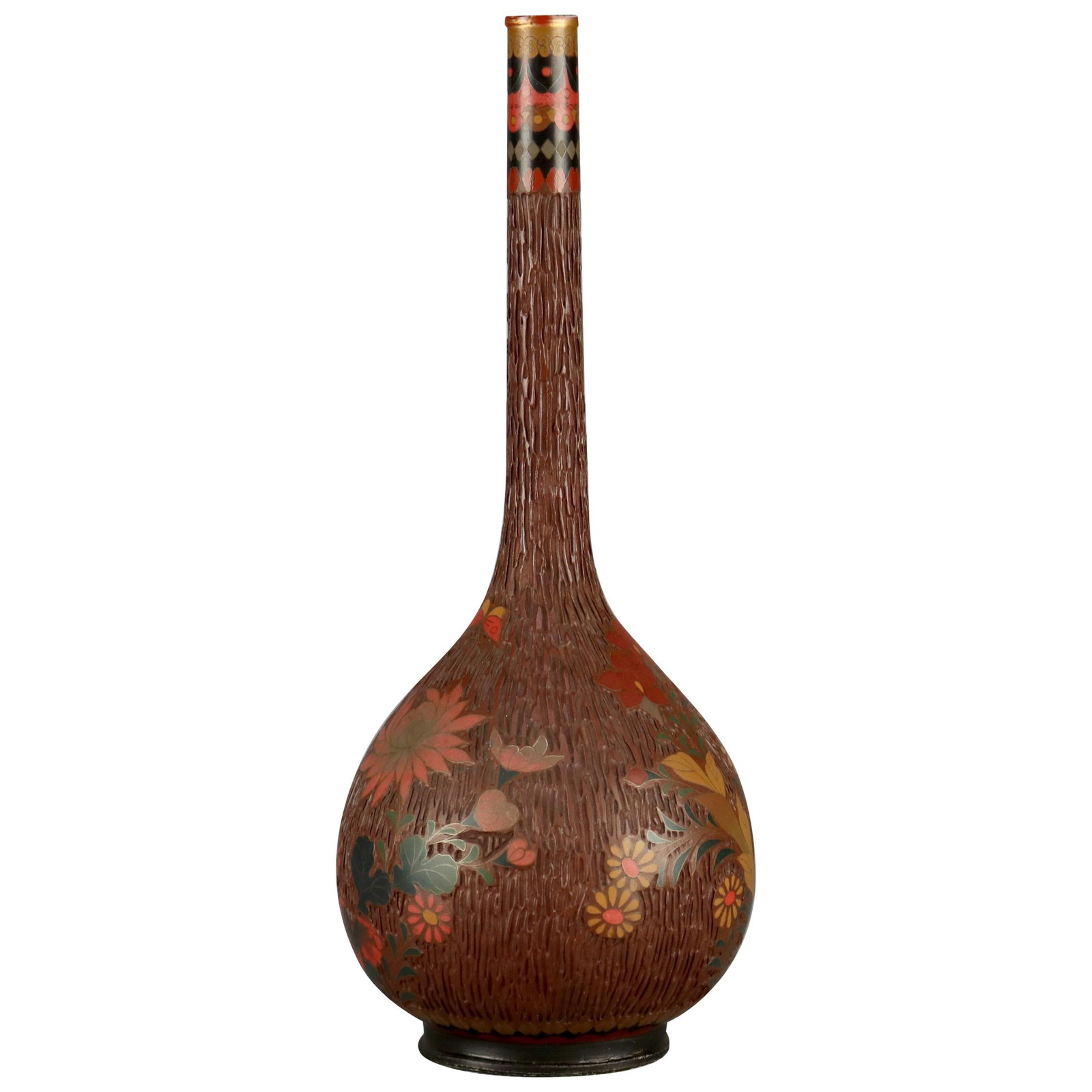 Antique Chinese Cloisonne Floral Enameled Bud Vase 1900 (1 of 7)