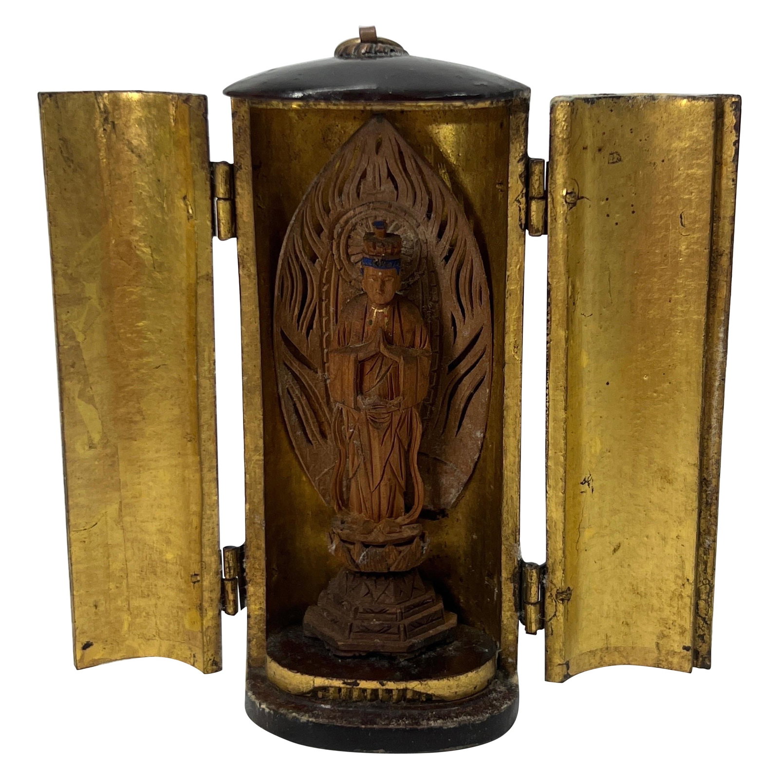Antique Japanese Meiji Period Zushi Shrine Traveling Altar Giltwood Lacquer 1930 (1 of 9)