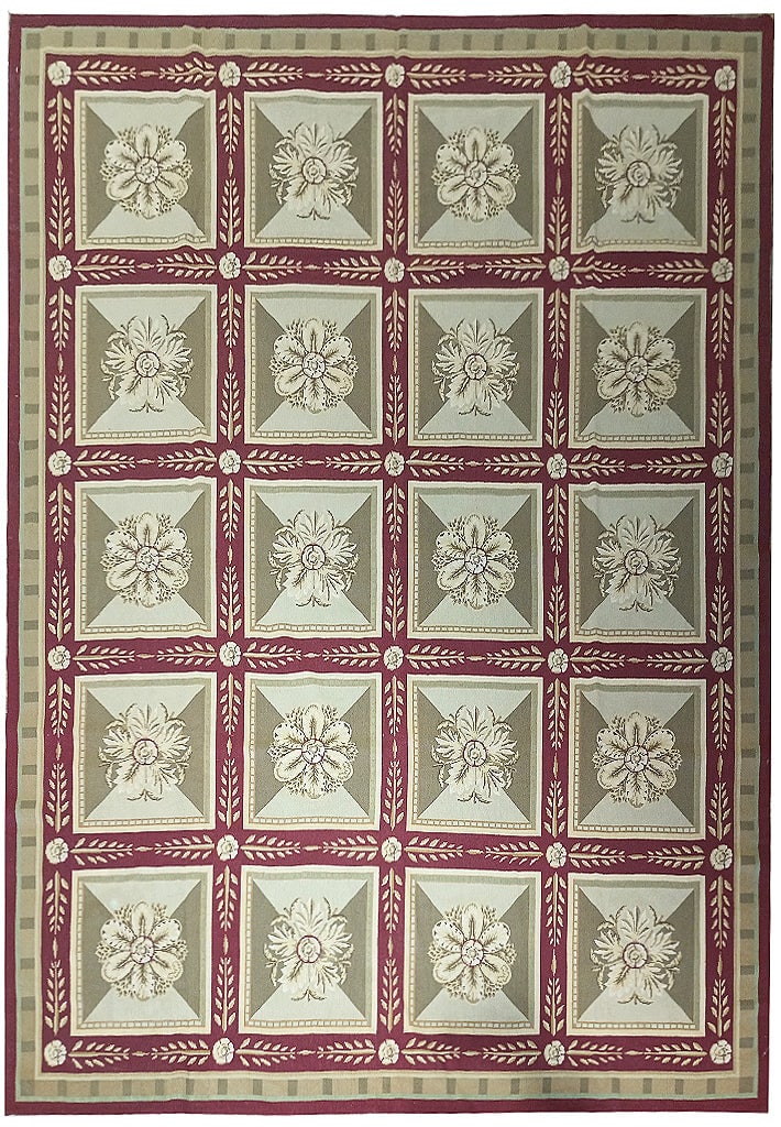 Handcrafted 8 x 10.1 Needle Point Roman Check Area Rug (1 of 9)