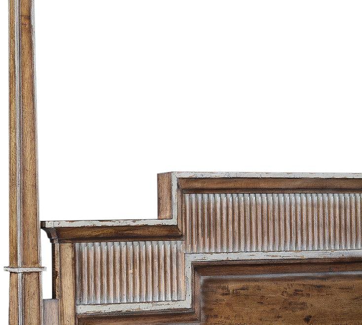 Camelot Queen Bed Solid Wood Rustic Pecan Finish Hand-Carved (1 of 8)