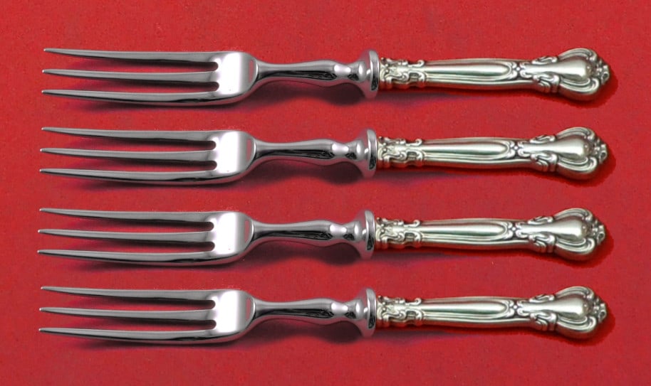 Gorham Chantilly Sterling Silver Fruit Fork Set 4-Piece 6 Inch: Gorham Chantilly Sterling Silver Fruit Fork Set 4-Piece 6 Inch Elevate your dining experience with this exquisite 4-piece fruit fork set from the renowned Gorham brand, featuring the elegant Chantilly