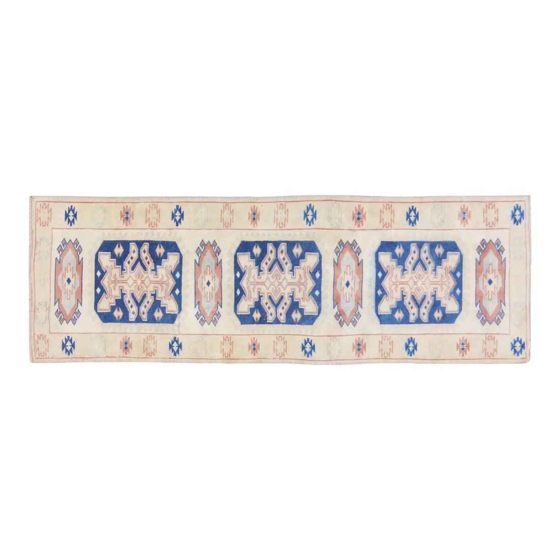 Hand Knotted Wool Anatolian Runner Rug 2'8" x 8'3" Vintage Turkish: Hand Knotted Wool Anatolian Runner Rug 2'8" x 8'3" Vintage Turkish This vintage Turkish Anatolian rug is hand-knotted from wool and features natural colors with a predominantly white design. Its craft