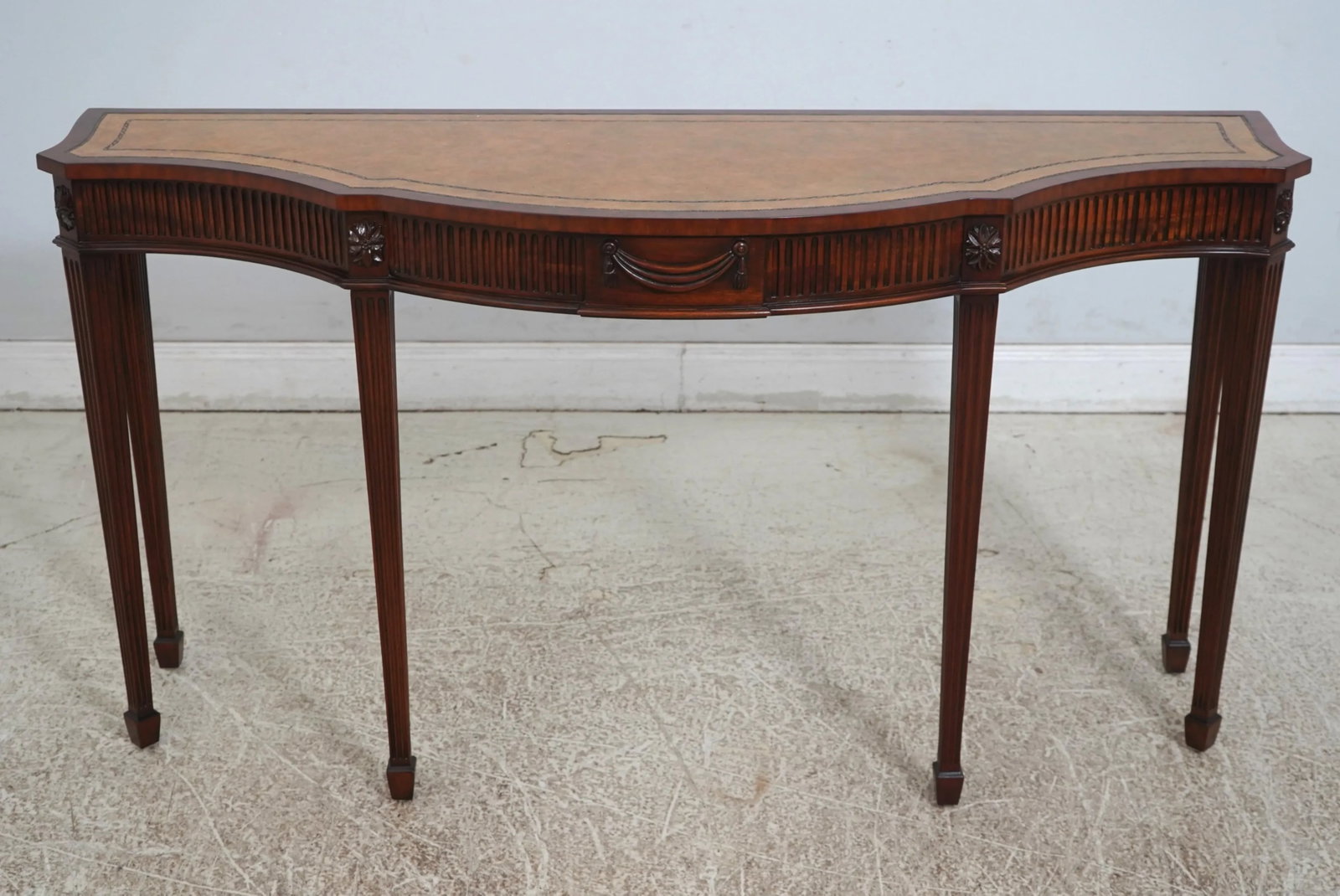 Maitland Smith Mahogany Console Table with Leather Top Adams Style - 2