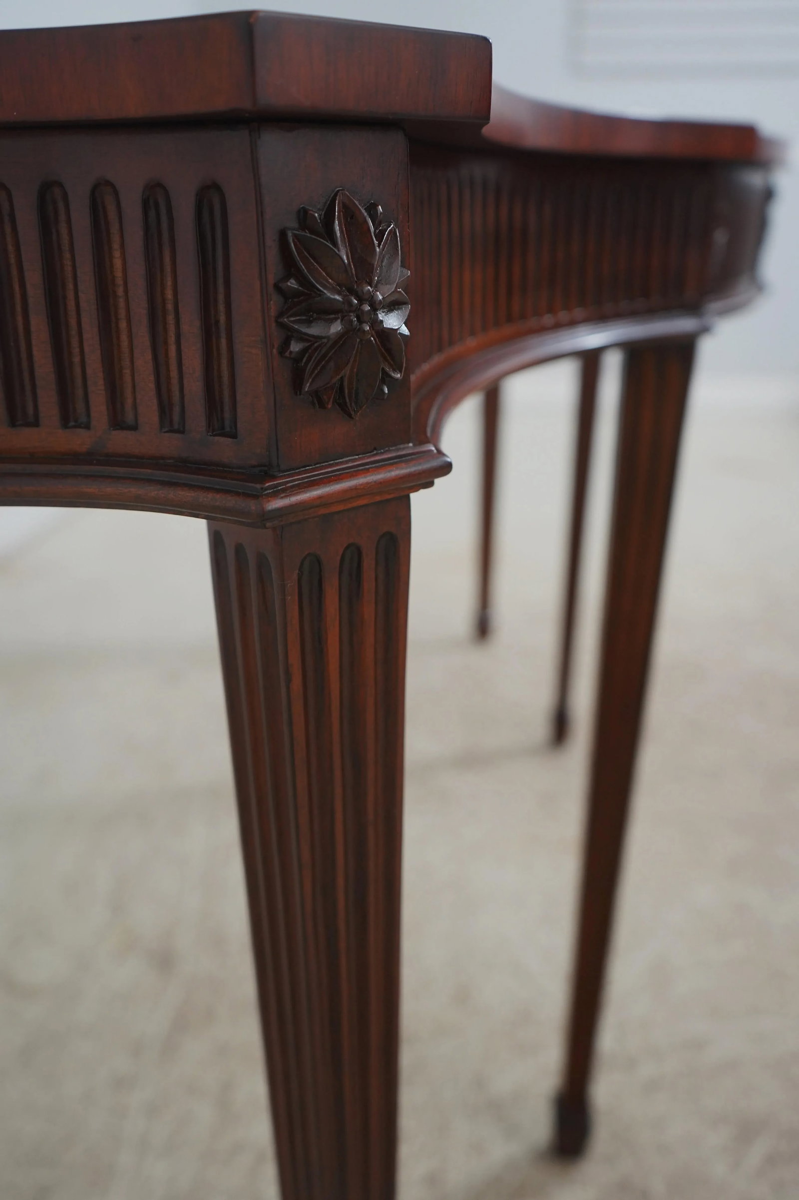 Maitland Smith Mahogany Console Table with Leather Top Adams Style - 7