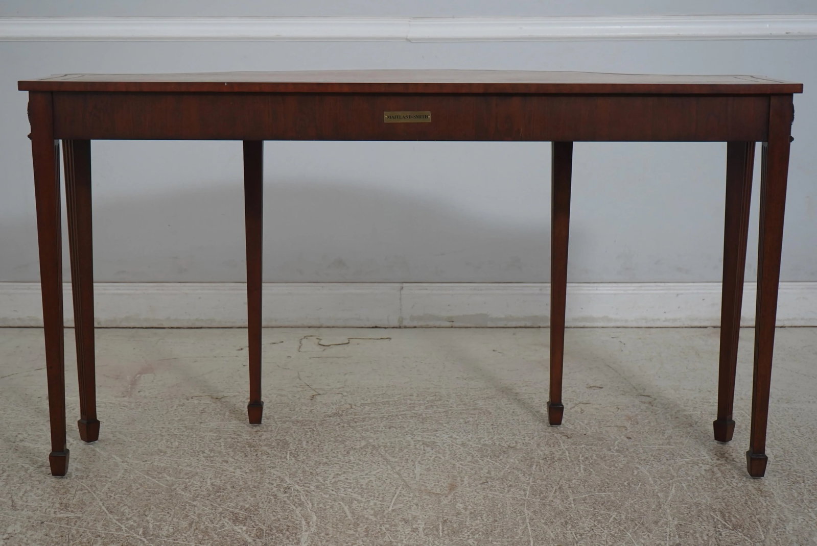 Maitland Smith Mahogany Console Table with Leather Top Adams Style - 9