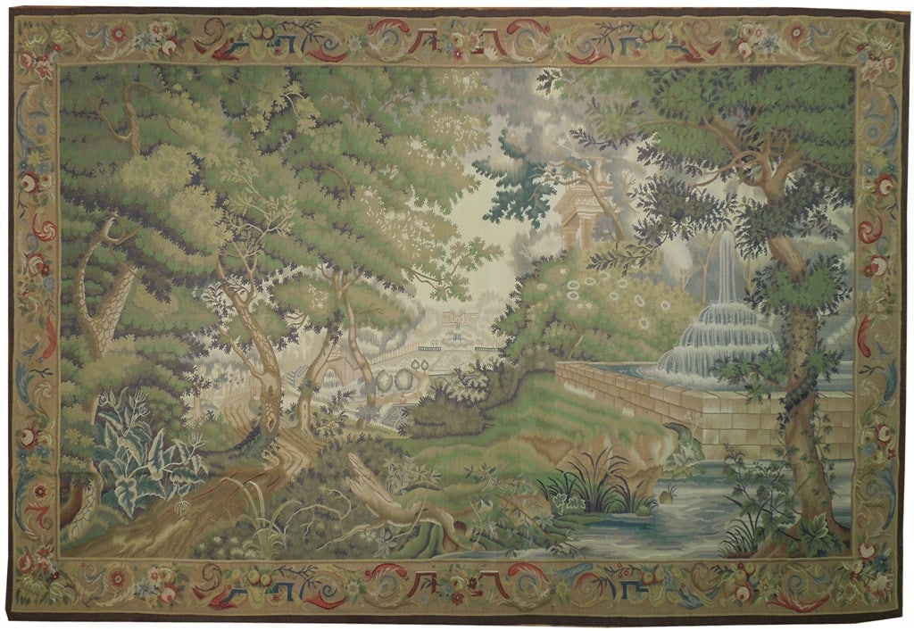 Handmade Green Tapestry Rug 13'4 x 9' Fine Quality China (1 of 6)