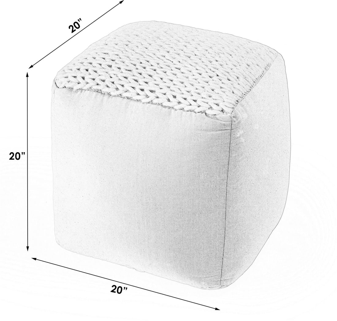 Butler Specialty Fernandos Pouffe Contemporary Wool Beige Diamond (1 of 1)