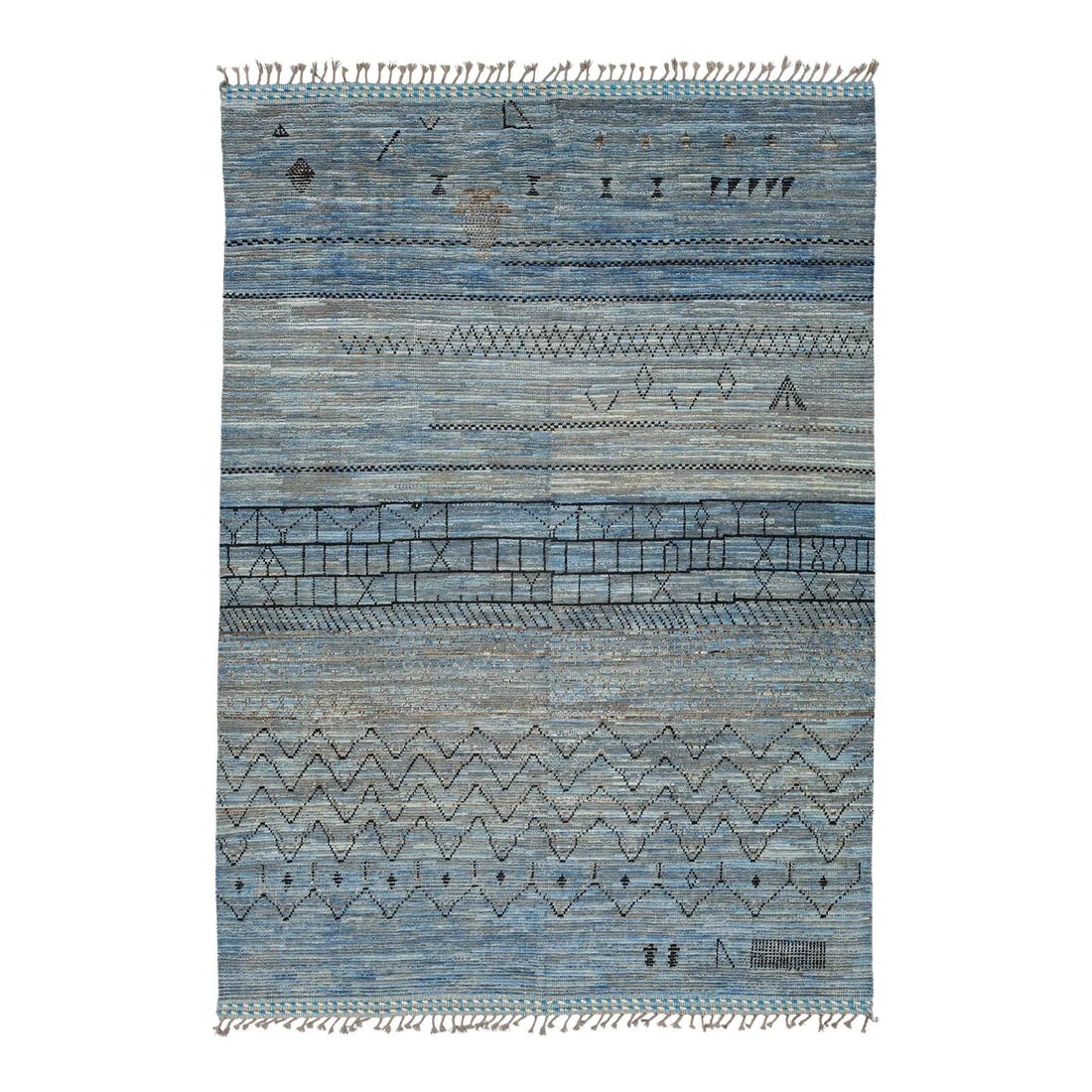 9x13 Blue Wool Moroccan Abstract Berber Rug (1 of 10)