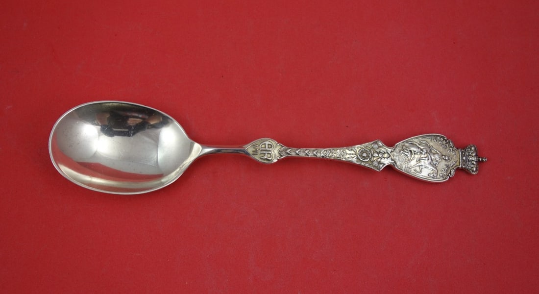 DJL English Sterling Estate Serving Spoon London 1902 9 inch (1 of 2)
