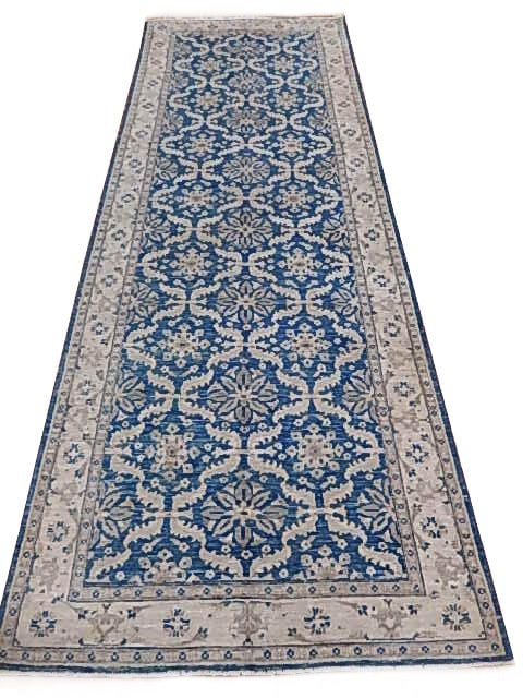 Luxurious 4.1 x 11.2 Blue Vegetable Dyed Chobi Peshawar Rug (1 of 6)