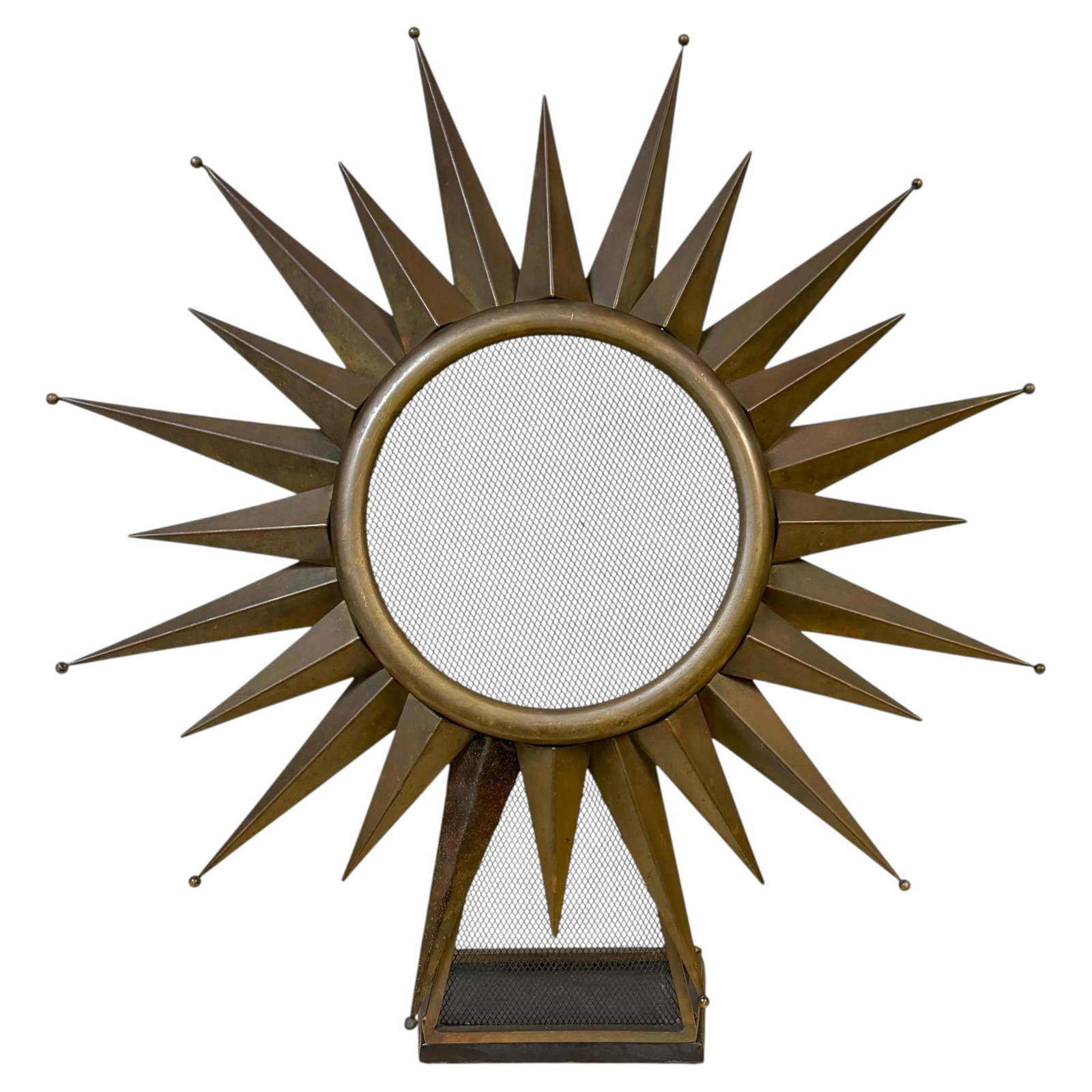French Mid Century Sunburst Fire Screen Attributed to Jacques Adnet (1 of 12)