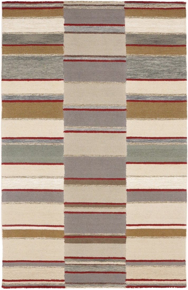 5x8 Wool Modern Striped Hand-Tufted Area Rug Multicolor Bedroom Carpet: 5x8 Wool Modern Striped Hand-Tufted Area Rug Multicolor Bedroom Carpet This hand-tufted area rug features a vibrant multicolored striped pattern, adding a modern touch to any bedroom, kids room, or en