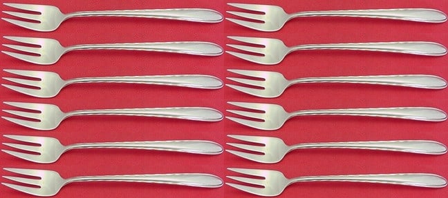 Towle Silver Flutes Set of 12 Sterling Silver Cocktail Forks 5 3/4" (1 of 6)
