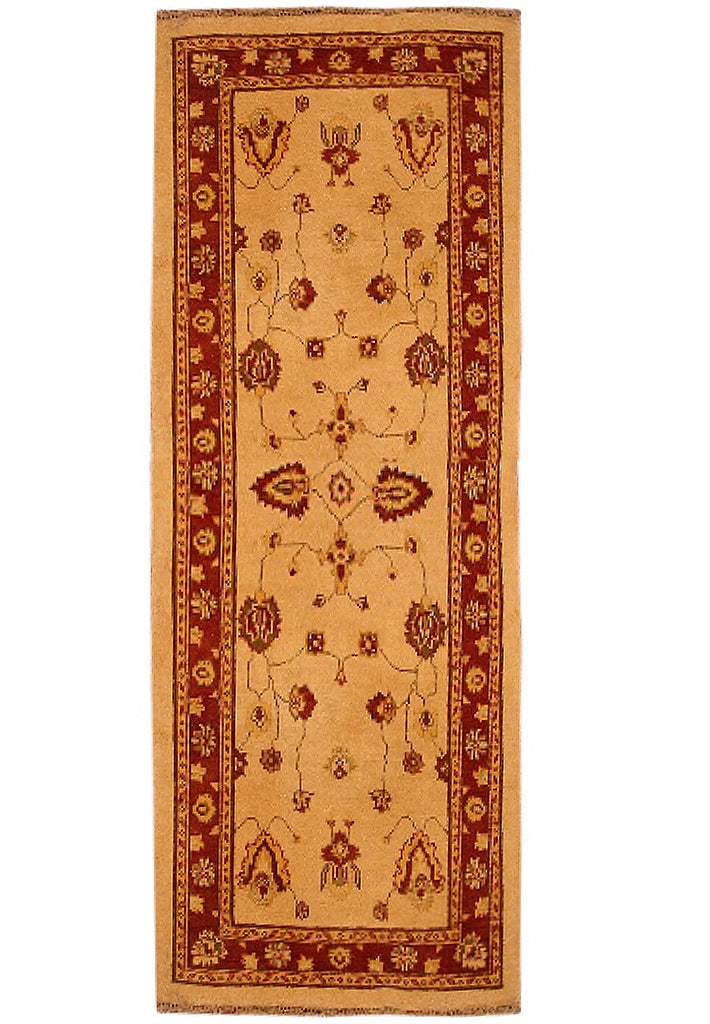 2.9 x 7.6 Cream White Handcrafted Chobi Peshawar Runner Wool Rug (1 of 4)