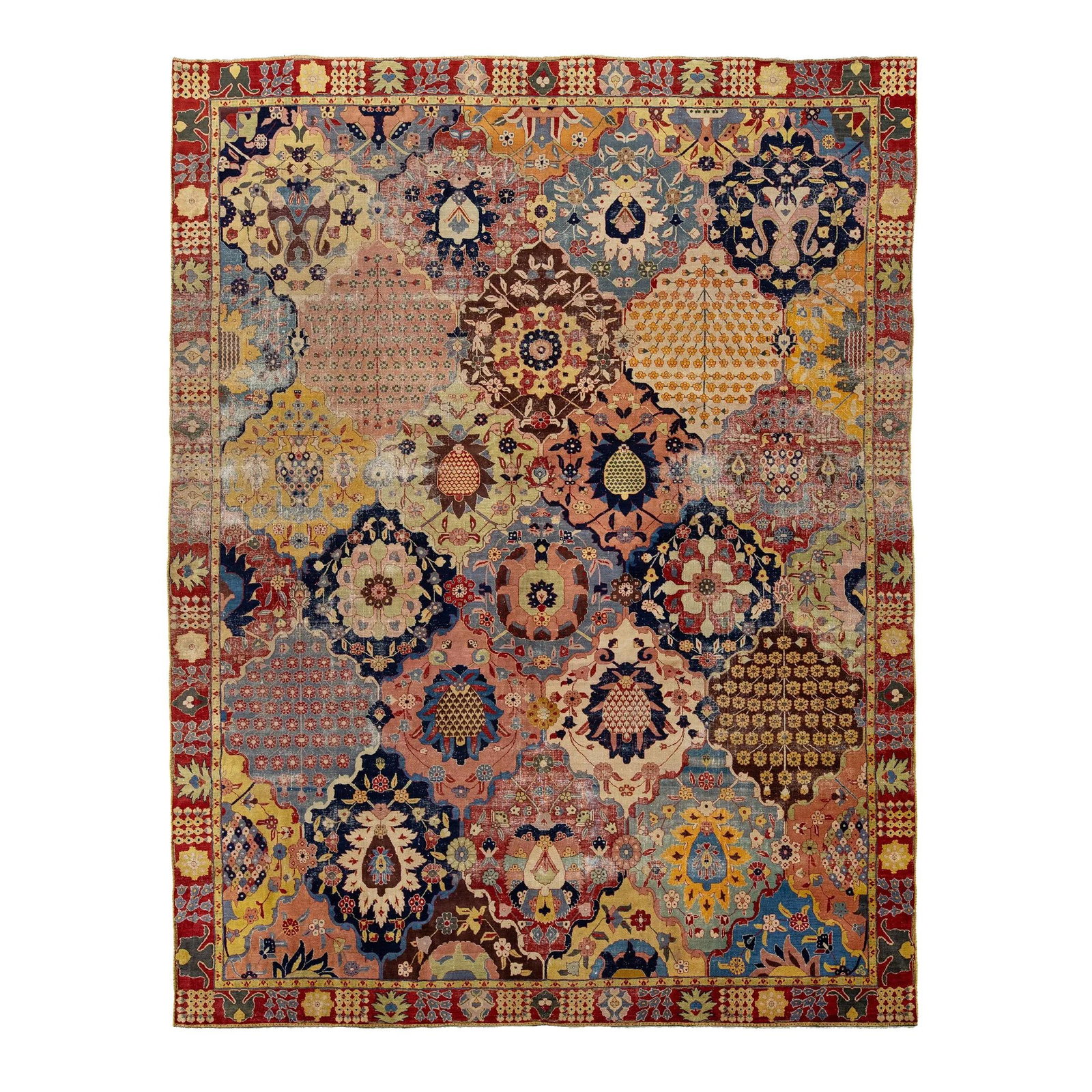 Vintage Persian Tabriz Wool Rug Multicolor Floral 9'9 x 12'9 (1 of 9)