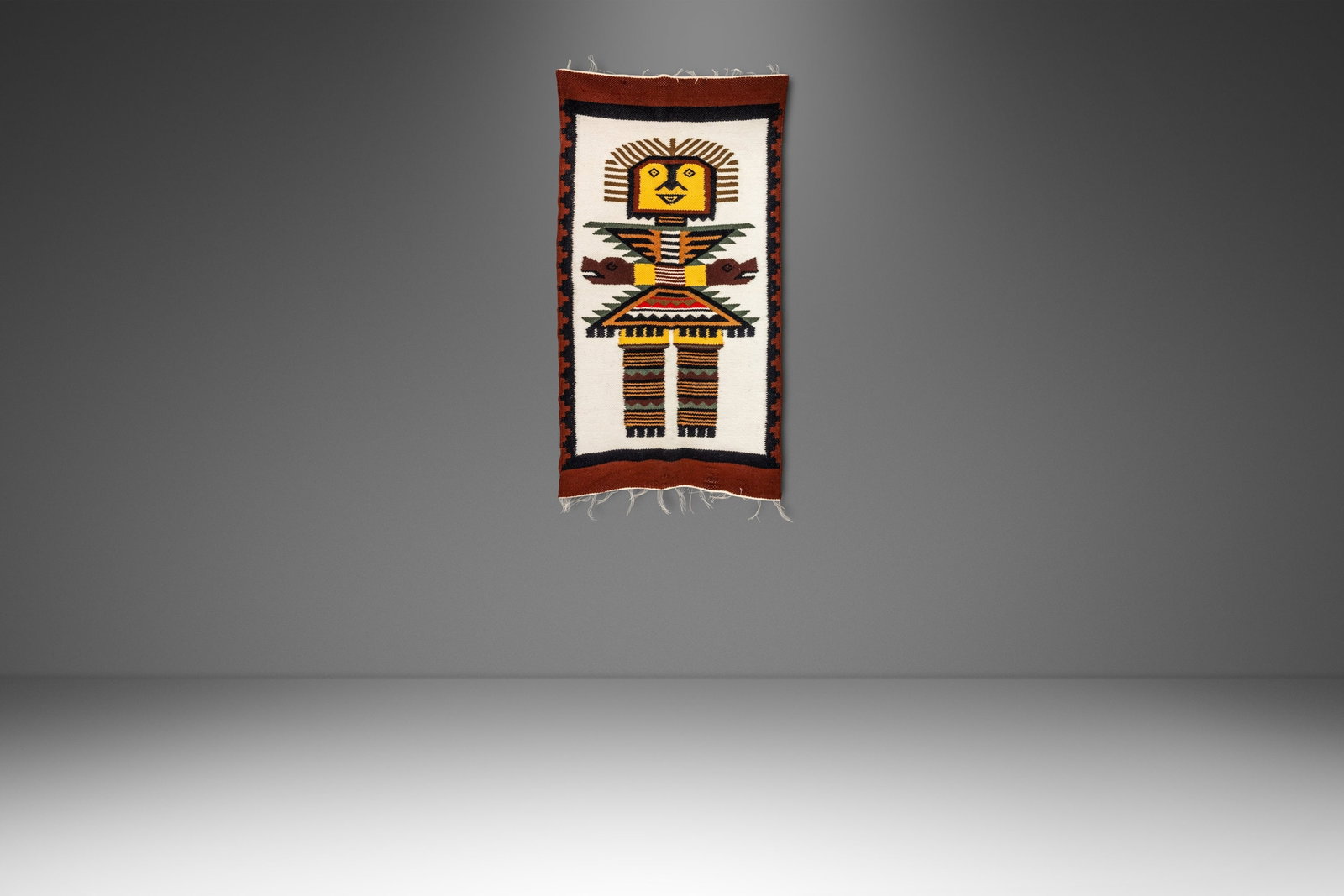 Vintage Meso-American Aztec Tapestry Coatlicue Wall Art 1970s (1 of 10)
