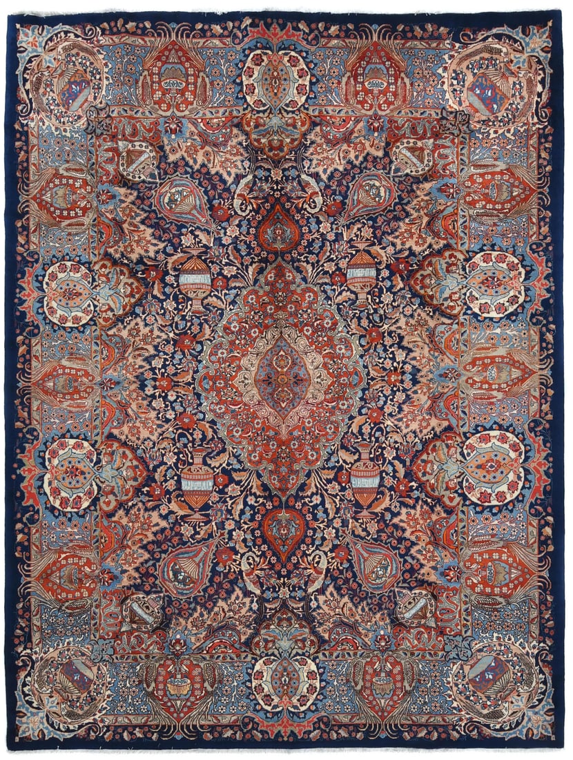 Vintage Hand-Knotted Floral Wool Oriental Rug 9'10 x 12'6 (1 of 13)