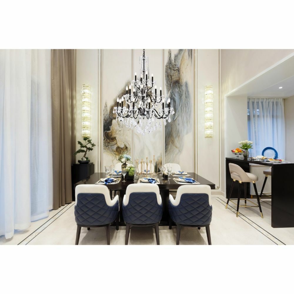 St Francis 24 Light Dark Bronze Crystal Chandelier 49 inch: St Francis 24 Light Dark Bronze Crystal Chandelier 49 inch This large 24-light chandelier features a dark bronze finish paired with clear glass and French pendant crystals, creating an elegant centerp