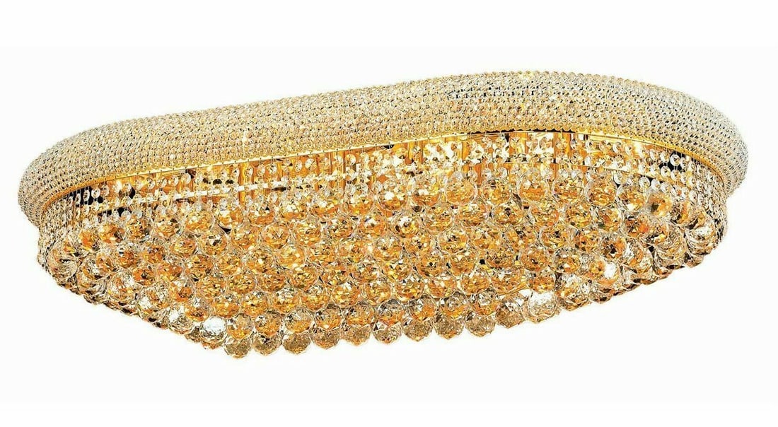 Artistry Lighting K9 Crystal 18-Light Gold Flush Mount Chandelier: Artistry Lighting K9 Crystal 18-Light Gold Flush Mount Chandelier This contemporary flush mount chandelier features high-quality K9 cut crystals and a gold-plated finish, providing a striking, jewel-l