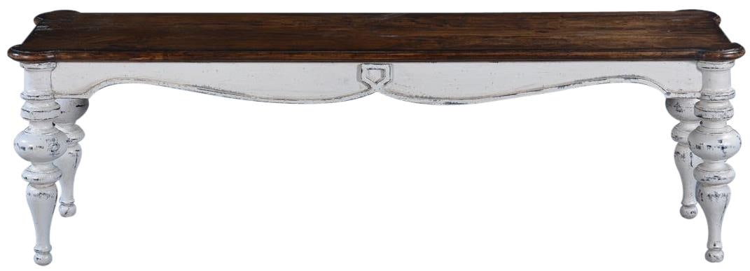 Elegant Portico Solid Wood Backless Bench White Rustic Pecan (1 of 1)