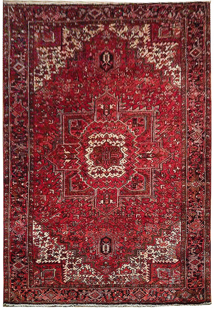 Handcrafted 9'4 x 12'7 Red Semi-Antique Persian Heriz Rug (1 of 7)