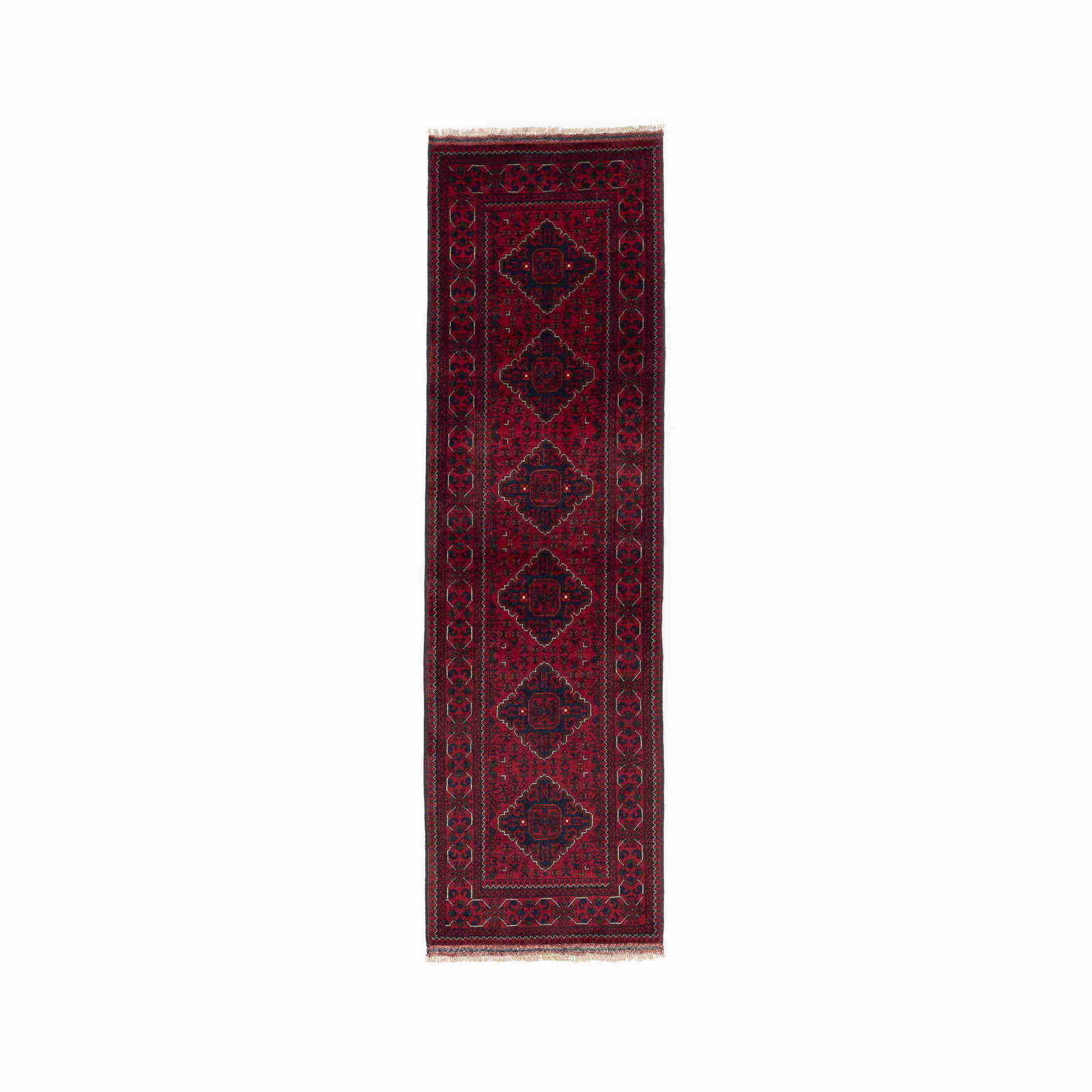 Authentic Handmade Kunduz Wool Carpet 33.1 x 112.2 Inches: Authentic Handmade Kunduz Wool Carpet 33.1 x 112.2 Inches Experience the exquisite craftsmanship of this Authentic Handmade Kunduz Carpet, a stunning piece that showcases traditional techniques and ma