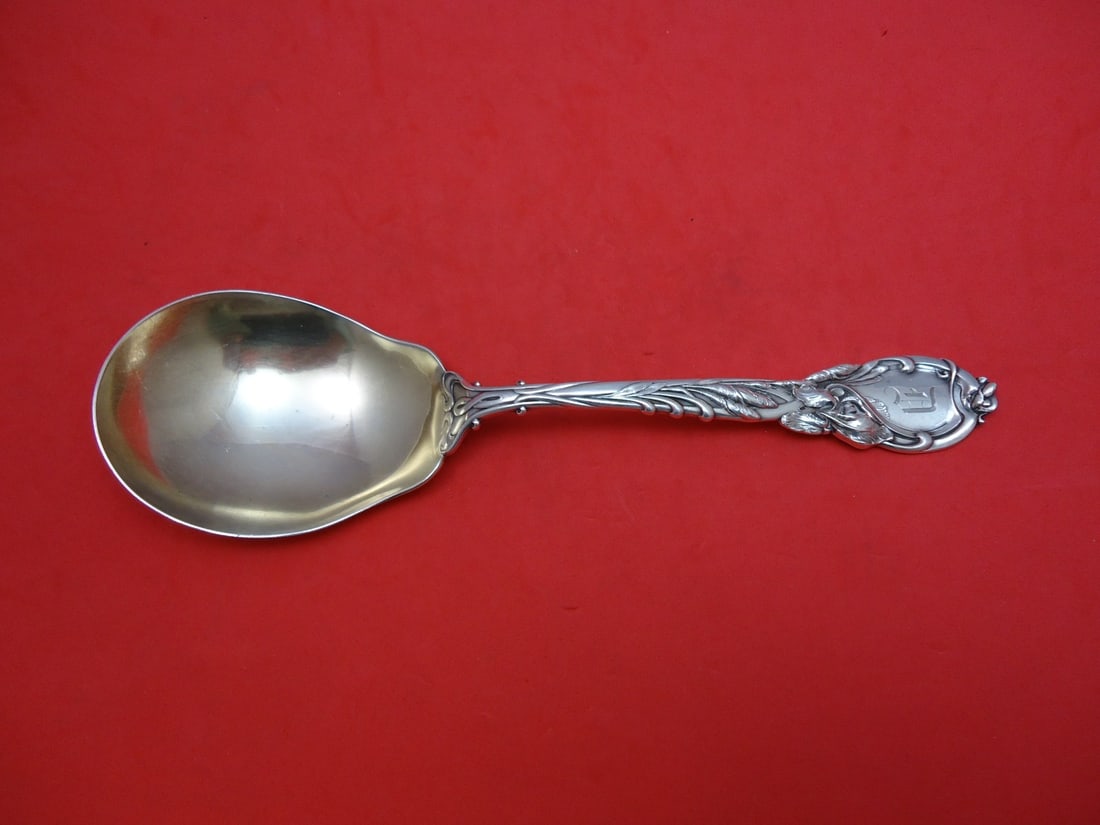 Reed & Barton La Parisienne Sterling Silver Berry Spoon Gold Wash 9 1/8" (1 of 1)