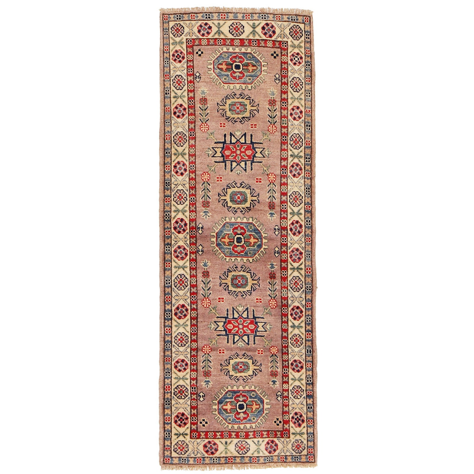 Handmade 2.3 x 5.9 Mustard Brown Kazak Runner Rug (1 of 6)