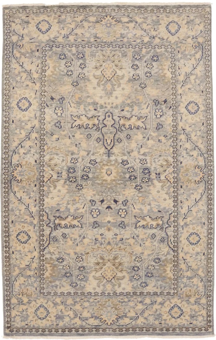 Hand-Knotted Wool Floral Transitional Area Rug 5'1 x 7'11 Modern Decor: Hand-Knotted Wool Floral Transitional Area Rug 5'1 x 7'11 Modern Decor This handmade area rug features a distressed floral pattern in a multicolored palette, offering a transitional style suitable for