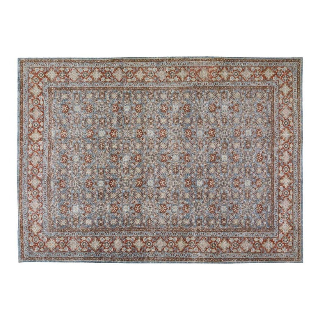 Hand-Knotted Wool Area Rug in Slate Gray 8'1" x 11'5" Turkish Vintage (1 of 6)