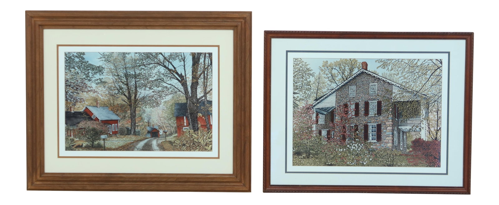 Thelma Winter Limited Edition Farmhouse Prints Matted Framed Pair 132/500: Thelma Winter Limited Edition Farmhouse Prints Matted Framed Pair 132/500 This pair of matted and framed prints by Thelma Winter features charming farmhouse scenes and is a numbered limited edition, w